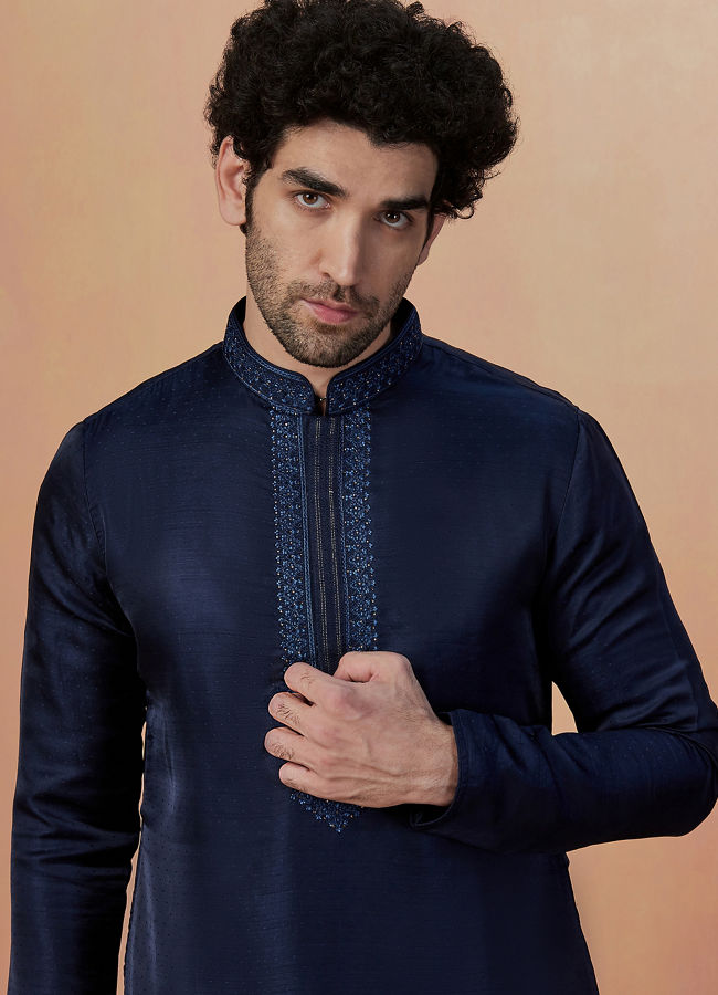 Navy blue best sale kurta pajama design